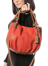 Bolsa em Couro Miami Vermelho e Caramelo